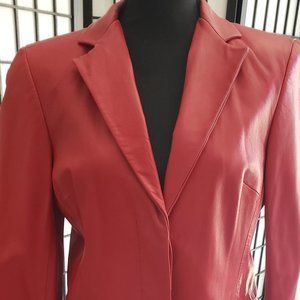 Red leather DKNY women's blazer